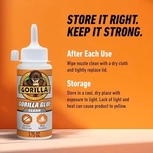 Gorilla Clear Glue, All Purpose, Polyurethane, 3.75 oz Bottle, 2-Pack | Crystal Clear, Water Resistant, Strong Bond thumbnail 6