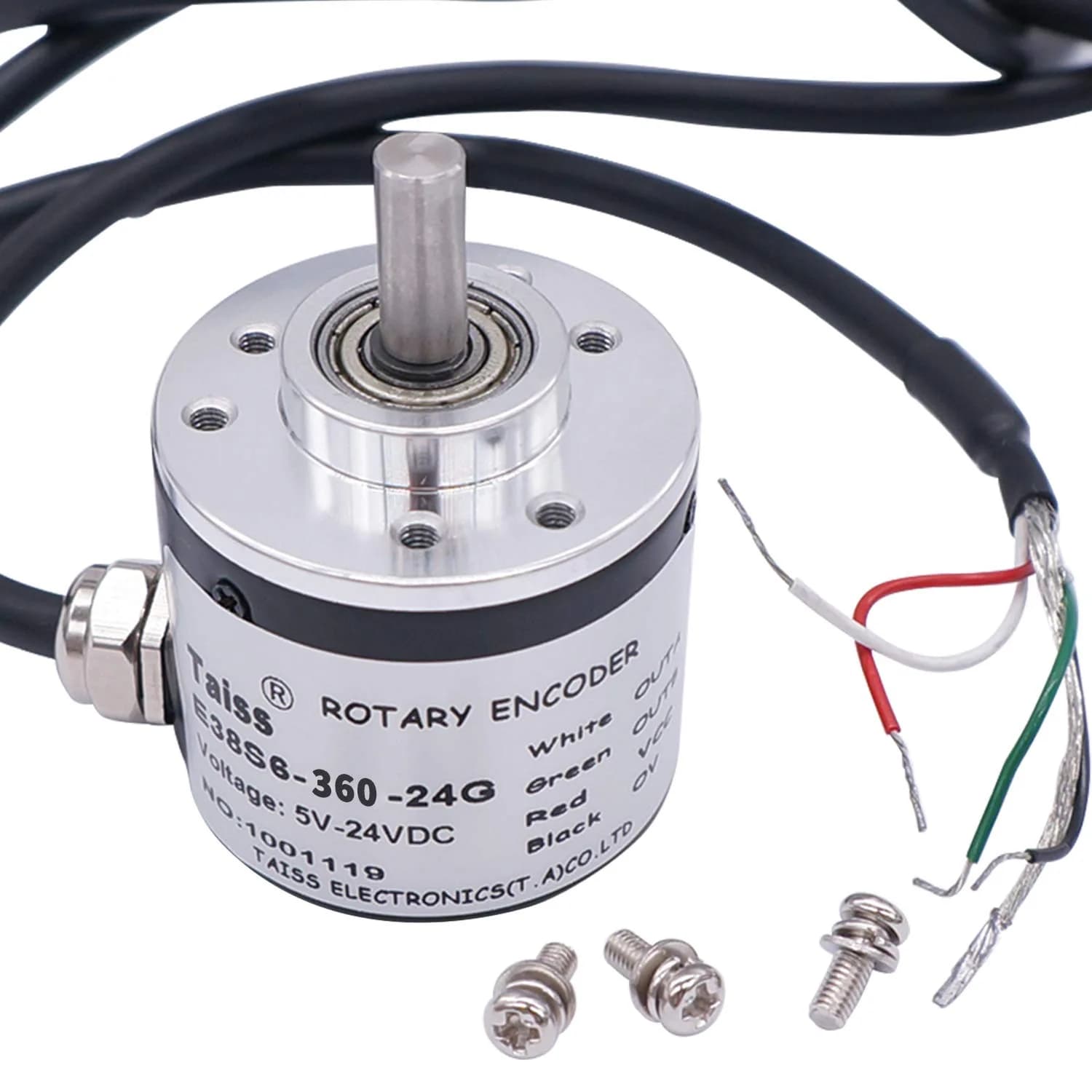 Taiss Incremental Rotary Encoder 360P/R DC 5-24V Wide Voltage 6mm Shaft | AB Two-Phase Quadrature Output