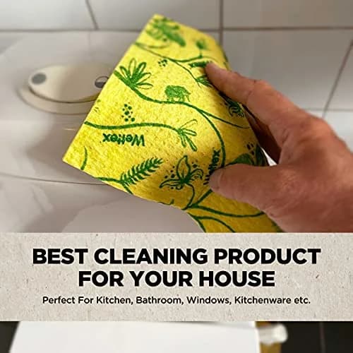 Wettex The Original Swedish Dishcloth for Kitchen 10 Pack | Reusable & Eco-Friendly (70% Cellulose, 30% Cotton) in India thumbnail 2