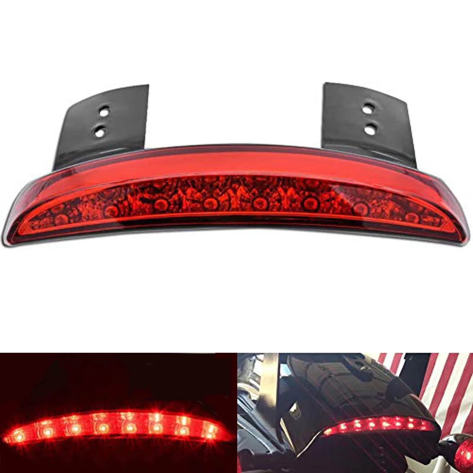 NATGIC Red Chopped Rear Fender Edge LED Brake Light Assembly for Harley XL 883N 1200N XL1200V XL1200X | 12V DC - main product image