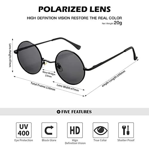 Pro Acme Small Round Polarized Sunglasses for Men Women | UV400 Protection thumbnail 5