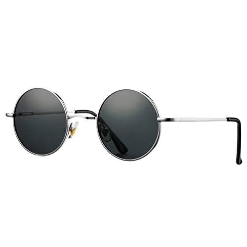 Pro Acme Small Round Polarized Sunglasses with UV400 Protection | Silver Frame, Black Lens thumbnail 8