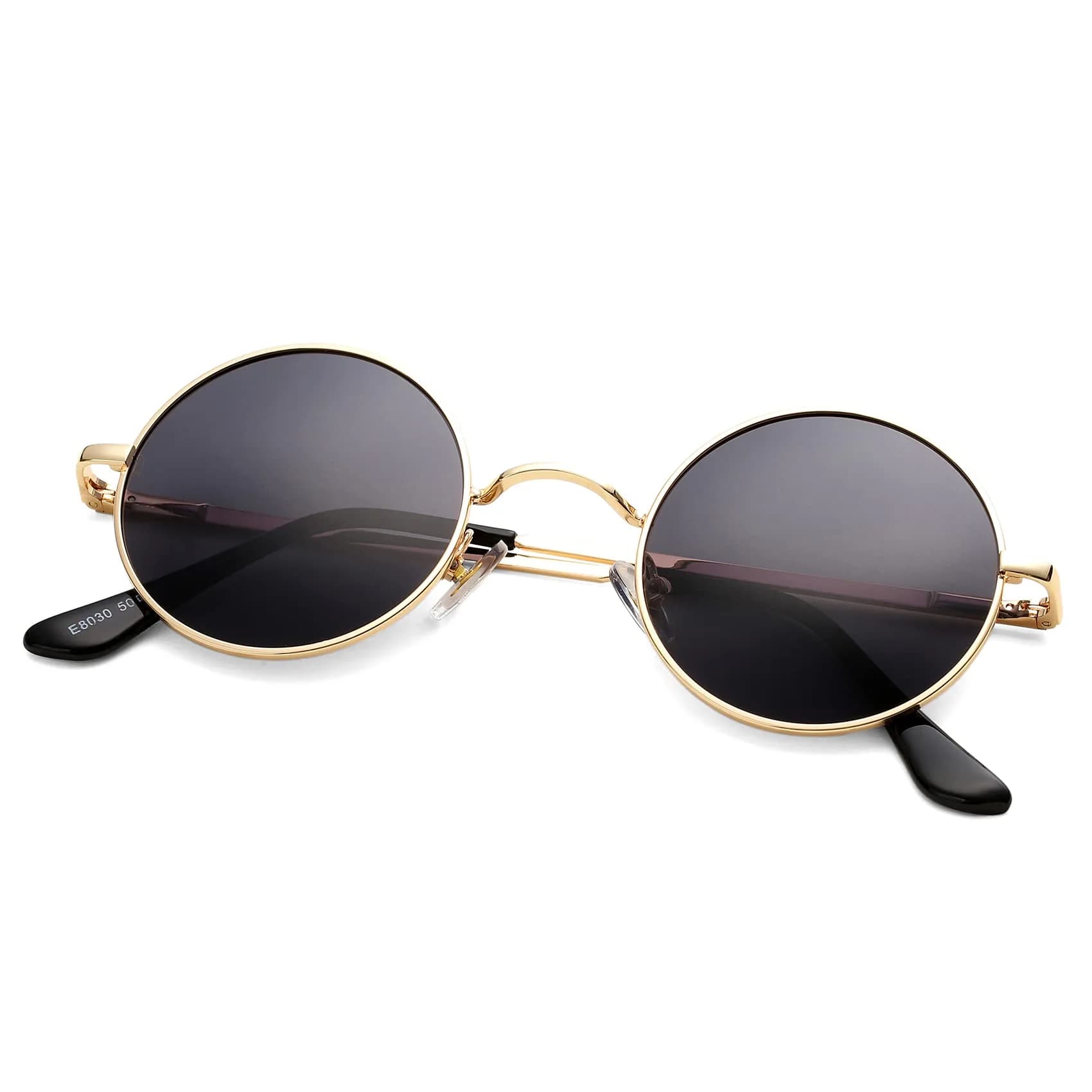 Pro Acme C5 Gunmetal Frame Black Lens Small Round Polarized Sunglasses UV400 — C1 - Gold Frame/Black Lens