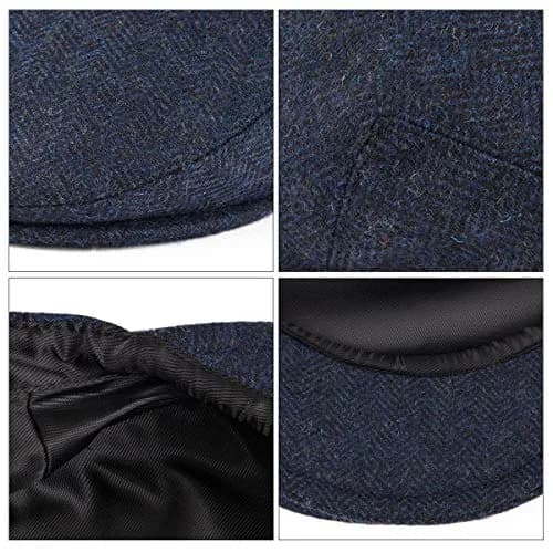 VOBOOM Men Wool Blend Flat Ivy Gatsby Hat Newsboy Cap (Navy, 7 3/8) | Classic Wool Blend Newsboy Cap for Men thumbnail 6