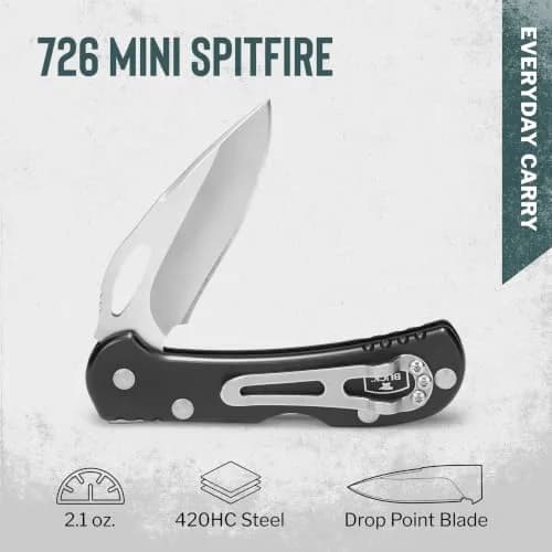 Buck Knives 726 Mini Spitfire EDC Pocket Knife, Black, 2.1 oz | Compact, Durable, Made in USA thumbnail 2