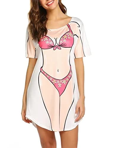 Ekouaer Women Hot Pink Bikini Cover up T-Shirt Above Knee | Soft Breathable Summer Style thumbnail 4