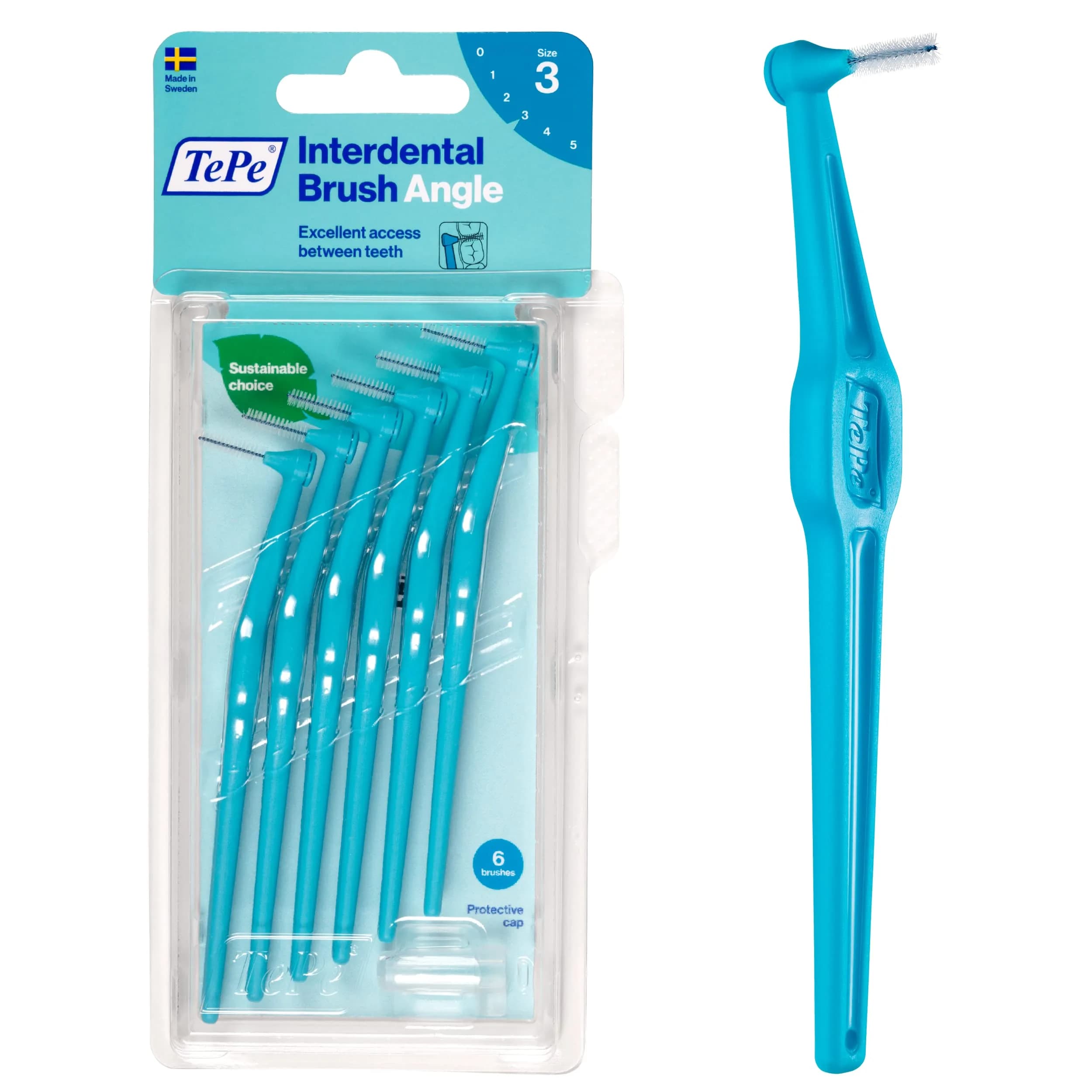 TePe Interdental Brush Angle Mixed Pack | 6 Count (Pack of 1) — Blue / 0.6 mm