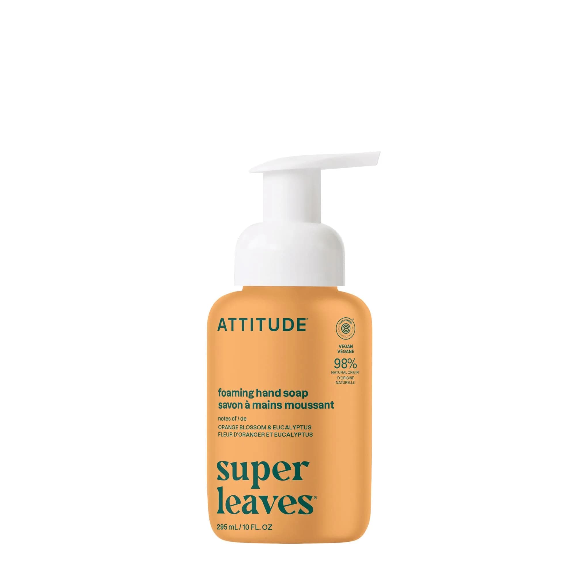 ATTITUDE Foaming Hand Soap Pink Grapefruit 295ml (10 Fl Oz) | EWG Verified Natural Formula — 10 fl oz / Orange Blossom & Eucalyptus