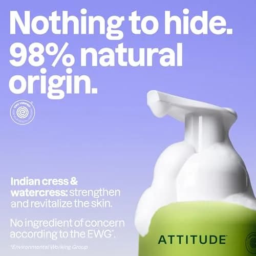 ATTITUDE Foaming Hand Soap Pear & Amber Scent 296ml (10 Fl Oz) | EWG Verified Plant-Based Cleanser thumbnail 3
