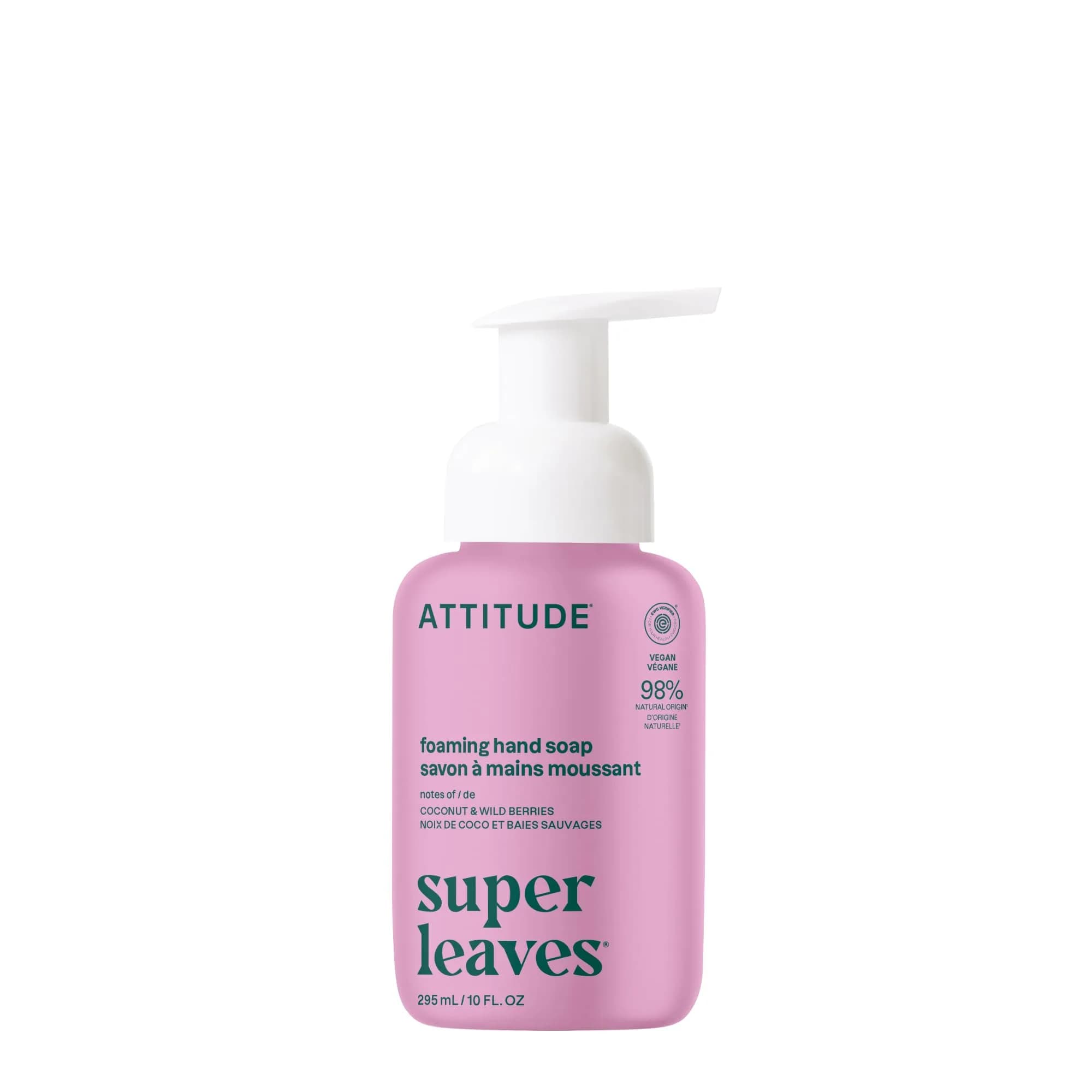 ATTITUDE Foaming Hand Soap Coconut & Wild Berries 295ml (10 Fl Oz) | EWG Verified Natural Origin - main product image