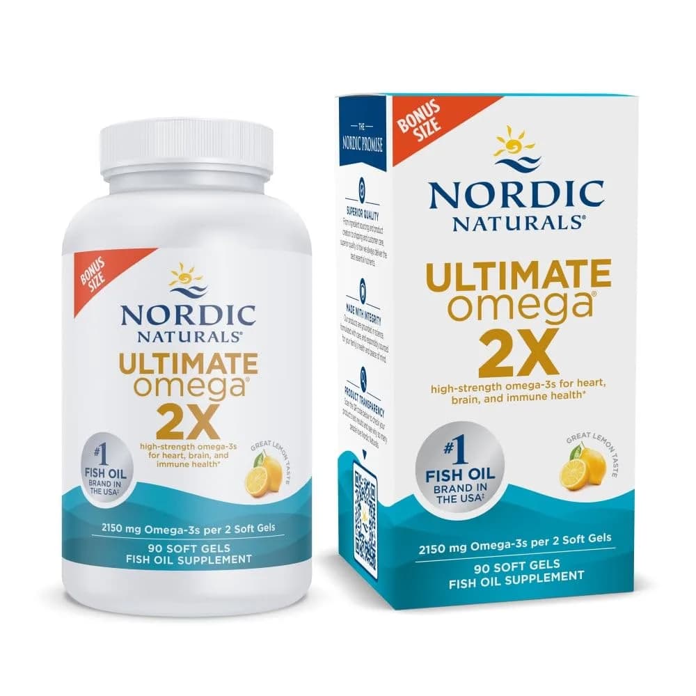 Nordic Naturals Ultimate Omega 2X 90 Softgels | 2150mg Fish Oil with Lemon for Heart & Brain Support - main product image