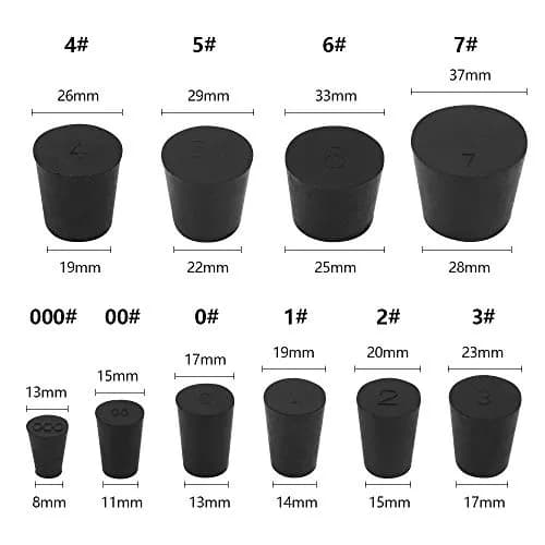 Enjoyist 19-Pack Assorted Solid Rubber Stoppers #000-#7 | Lab & Scientific Use thumbnail 4