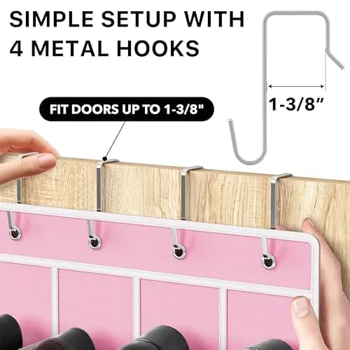 Simple Houseware 24 Pockets Clear Over the Door Shoe Organizer, Pink | Large Capacity, Versatile Storage thumbnail 4