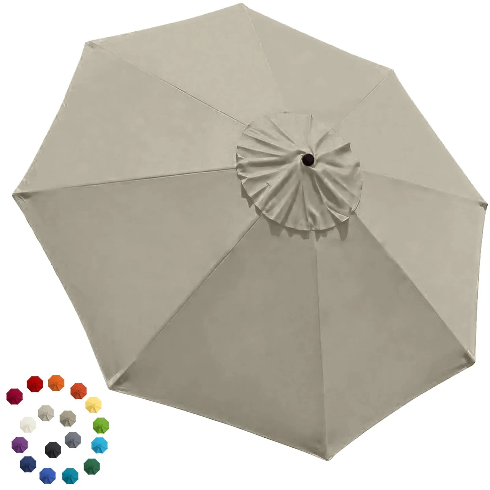 EliteShade 9ft Patio Umbrella Replacement Canopy Cover Beige | 2.74m (9ft) UV Protective Polyester for 8 Rib Frames