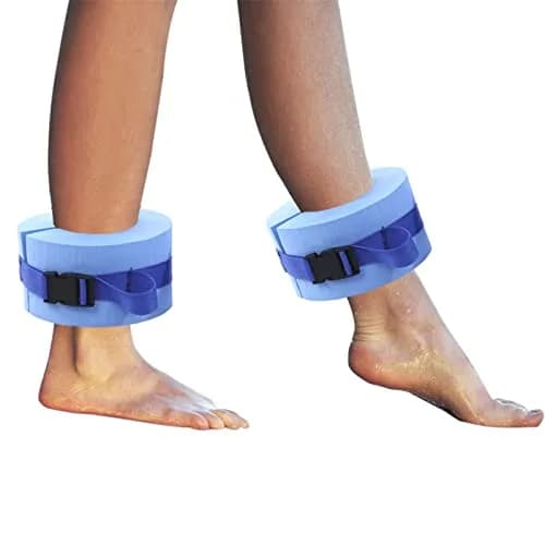 Asdomo Foam Swim Aquatic Cuffs, Water Aerobics Float Ring Fitness Exercise Set, Ankles Arms Belts with Quick Release Buckle (Set of 2, Blue) thumbnail 1