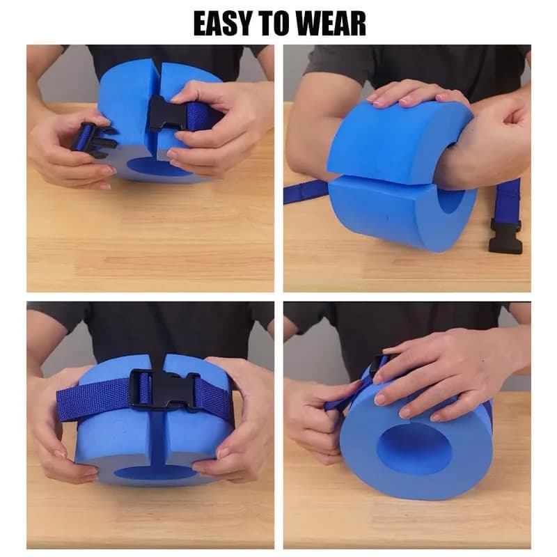 Asdomo Foam Swim Aquatic Cuffs, Water Aerobics Float Ring Fitness Exercise Set, Ankles Arms Belts with Quick Release Buckle (Set of 2, Blue) thumbnail 8