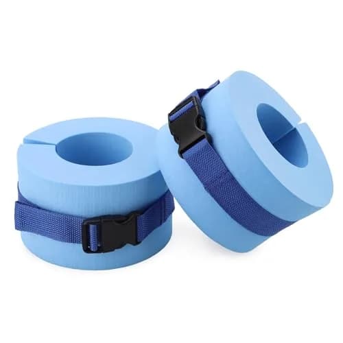 Asdomo Foam Swim Aquatic Cuffs, Water Aerobics Float Ring Fitness Exercise Set, Ankles Arms Belts with Quick Release Buckle (Set of 2, Blue) thumbnail 11
