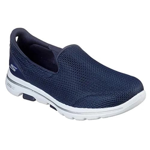 Skechers Women's Go Walk 5 Sneaker, Navy/White, 10 | Breathable Mesh & Ultra GO Cushioning thumbnail 3