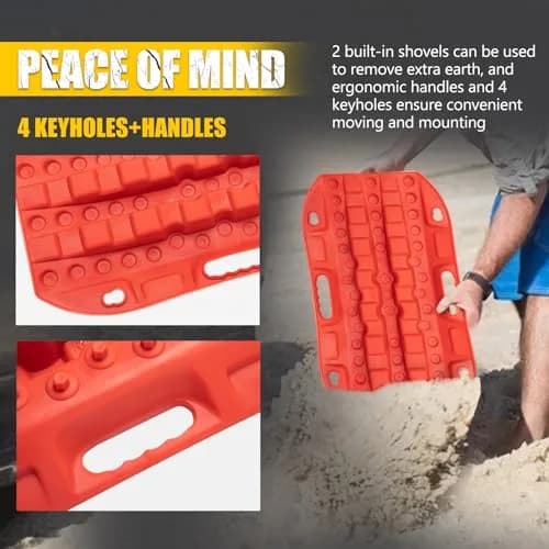 BUNKER INDUST Red 2 Pcs Off Road Recovery Traction Boards 69.6 cm (27.4 in) | Essential for Mud, Sand, Snow Recovery thumbnail 4