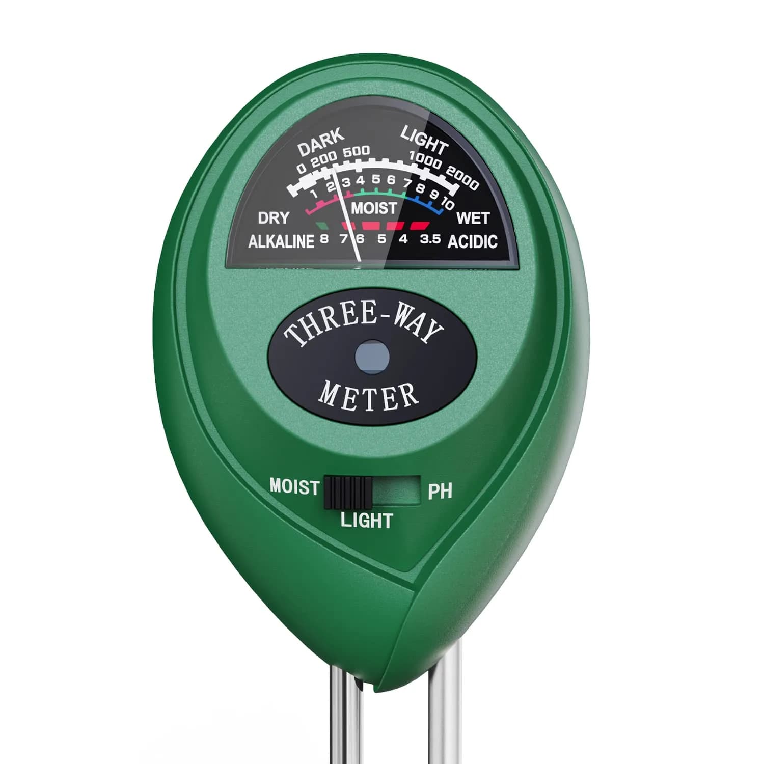 Dr.meter 3-in-1 Soil Moisture Meter, Light & pH Tester | 20cm Probe, No Battery Needed