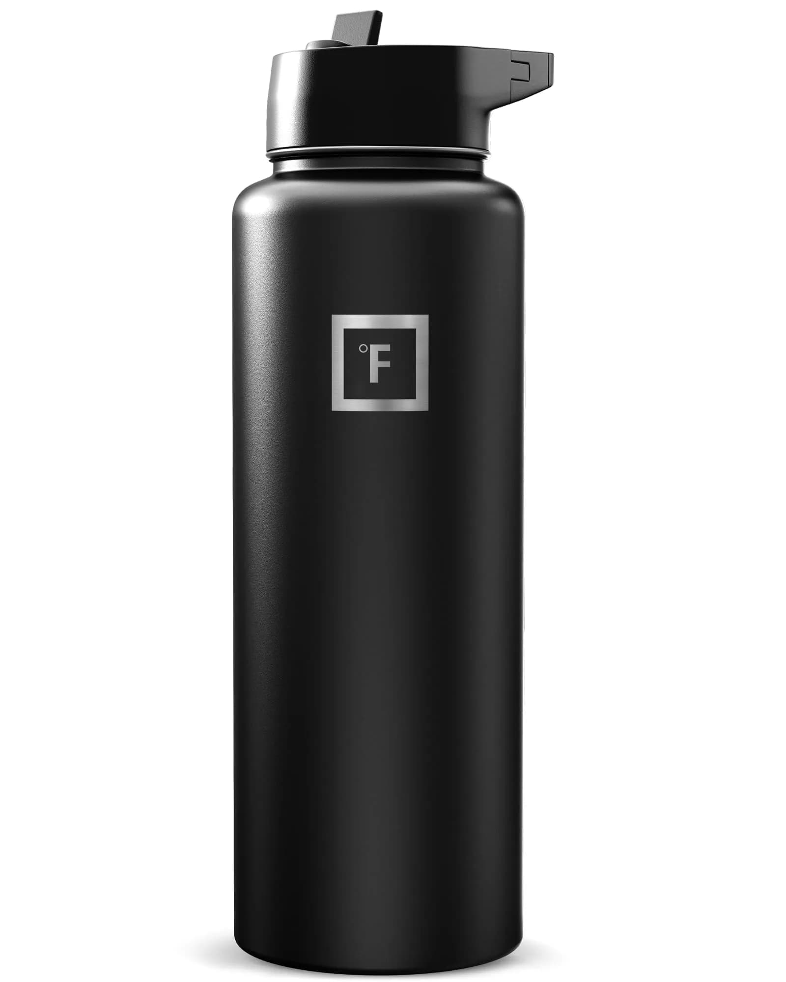 IRON °FLASK 40 oz (1200 ml) Wide Mouth Water Bottle with Carabiner Straw Lid | Insulated Stainless Steel for Cold 24 Hrs - main product image