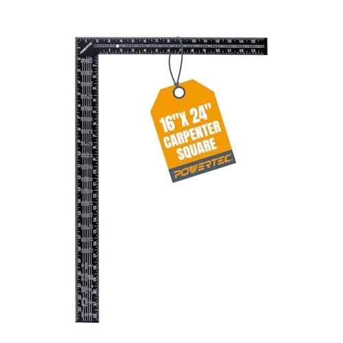 POWERTEC Framing Square, 16 in x 24 in Steel Carpenter Square with Rafter Tables for Woodworking & Construction thumbnail 1