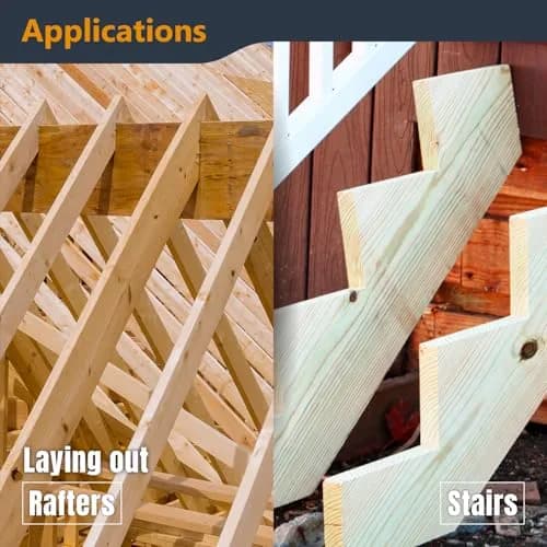 POWERTEC Framing Square, 16 in x 24 in Steel Carpenter Square with Rafter Tables for Woodworking & Construction thumbnail 6
