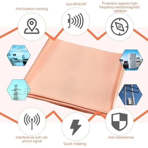 Amradield Copper Fabric Blocking RFID/EMF/EMI Conductive Fabric 197"x43" Golden thumbnail 2