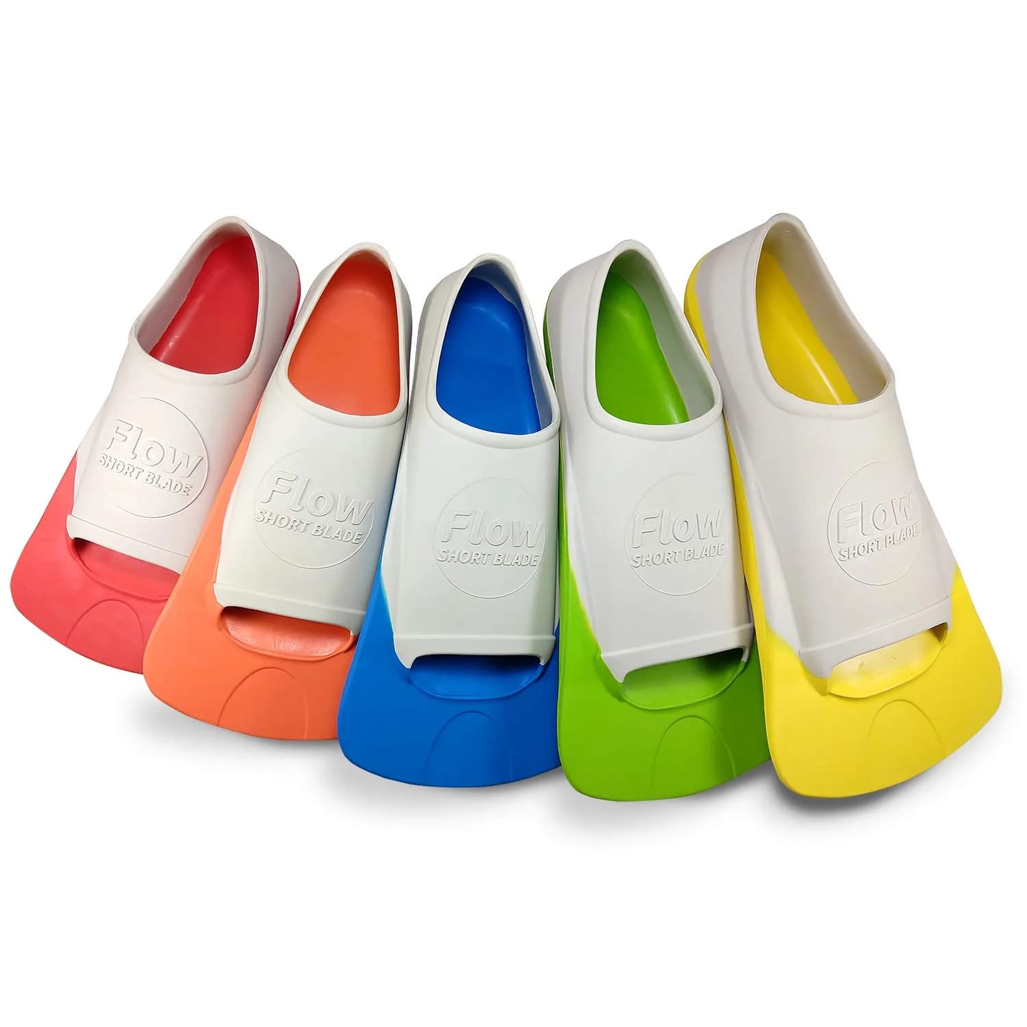 Flow Swim Gear Youth Rubber Short Blade Fins XS 3-5 (Blue) | Build Leg Strength & Endurance - main product image