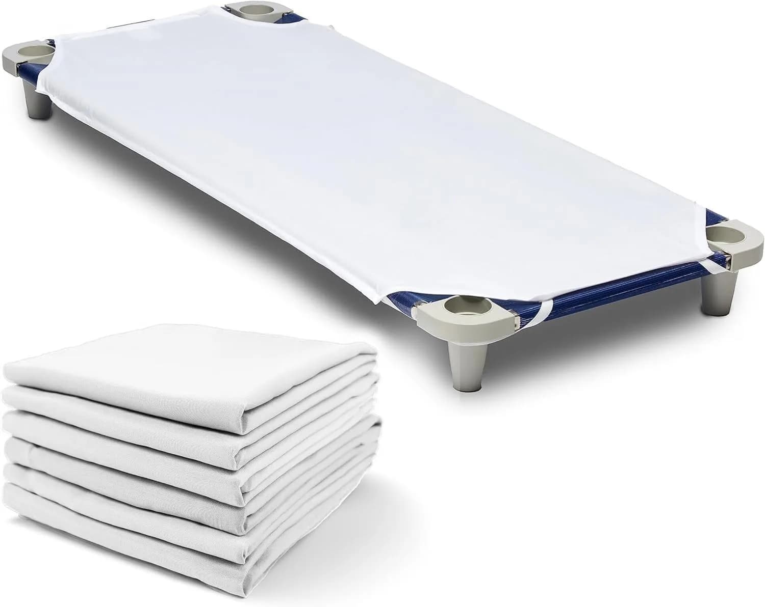 Rollee Pollee White Microfiber Cot Sheets 6-Pack | Soft & Durable Fitted Sheet for Daycare Naptime — White