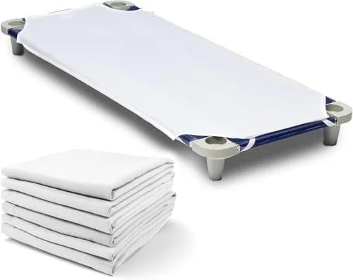 Rollee Pollee White Microfiber Cot Sheets 6-Pack | Soft & Durable Fitted Sheet for Daycare Naptime thumbnail 1