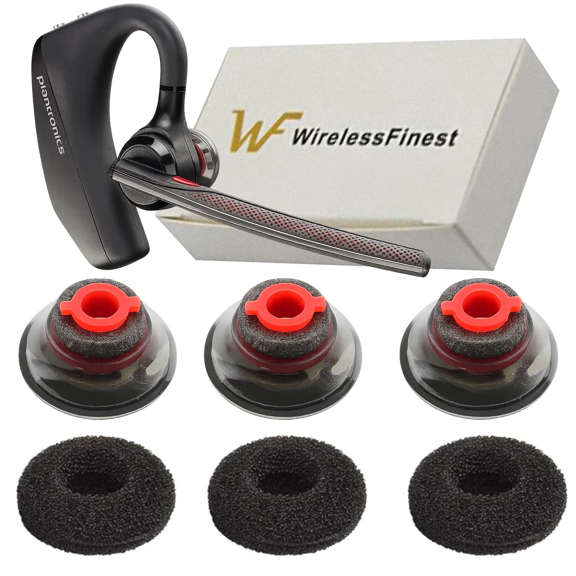 WirelessFinest 3X Comfort Eartips for Plantronics Voyager 5200 5220 5210 Medium (1 Pair) | All-Day Comfort Replacement Earbuds — Small S