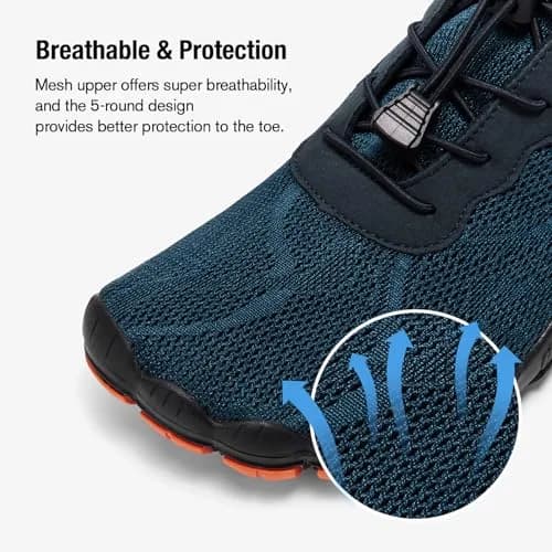 HIITAVE Men's Water Shoes Barefoot Aqua Socks | US Men's Size 10 (Navy) thumbnail 2