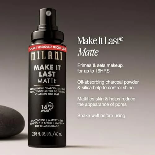 Milani Make It Last Charcoal Matte Setting Spray 60ml (2 Fl Oz) | Oil Absorbing, Pore Minimizing, Up to 16Hr Wear thumbnail 3
