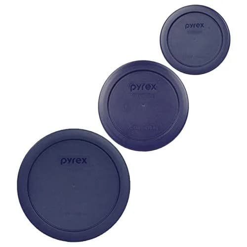 Pyrex 7200-PC 2-Cup, 7201-PC 4-Cup, 7202-PC 1-Cup Blue Lids | Made in USA, Food Storage thumbnail 1