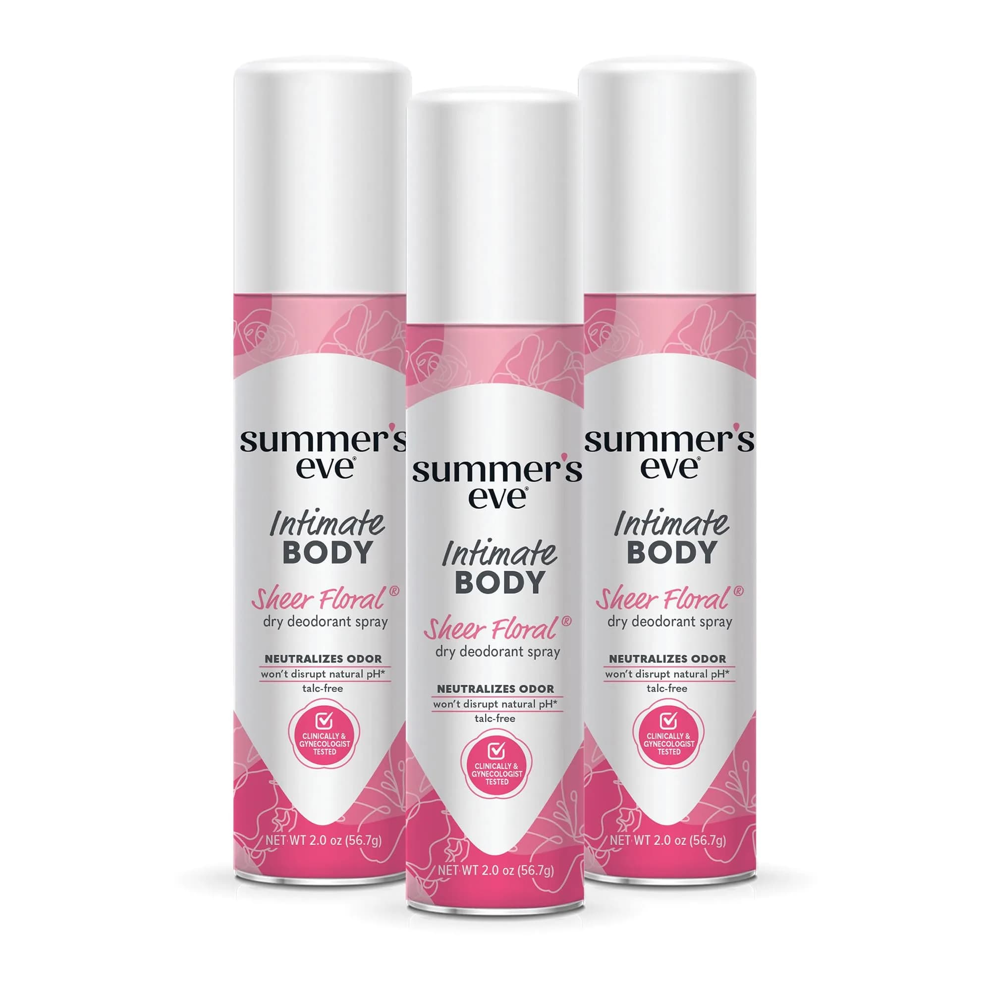 Summer's Eve Ultra Feminine Deodorant Spray 2 Oz (6 Fl Oz) | Gynecologist-Tested for Sensitive Skin — 2 Ounce / Sheer Floral