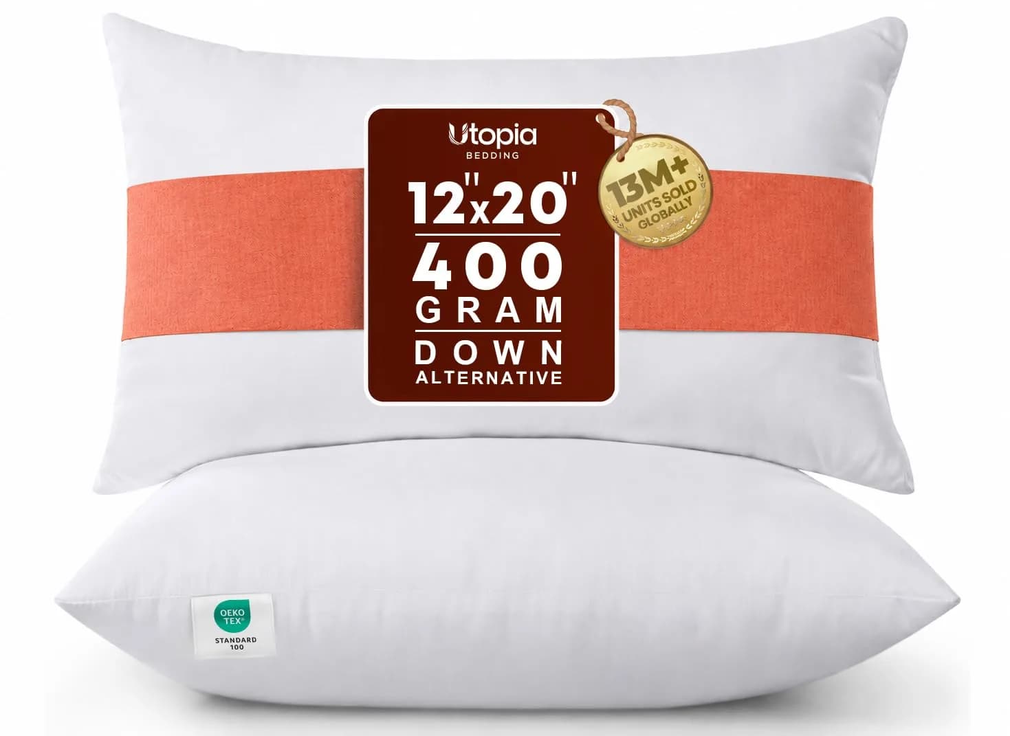 Utopia Bedding 12x20 Inch White Throw Pillow Inserts (2-Pack) | Fluffy & Supportive Couch Pillow Fillers - main product image