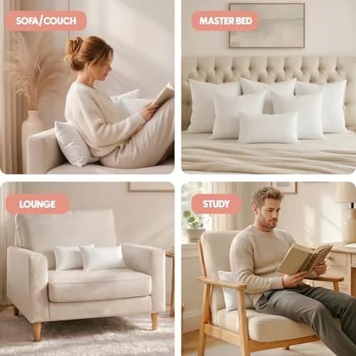 Utopia Bedding 12x20 Inch White Throw Pillow Inserts (2-Pack) | Fluffy & Supportive Couch Pillow Fillers thumbnail 5