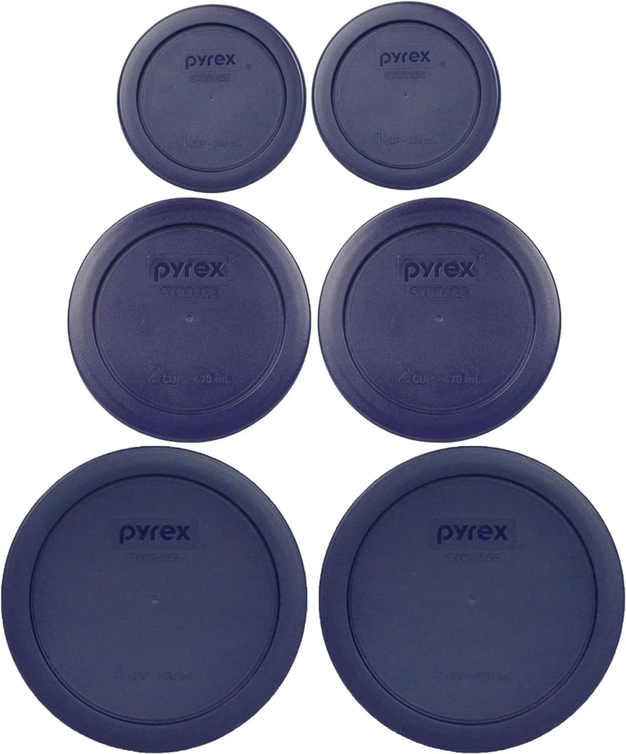Pyrex 6 Piece Blue Food Storage Lid Set | Made in USA, BPA-Free, Microwave & Dishwasher Safe - main product image