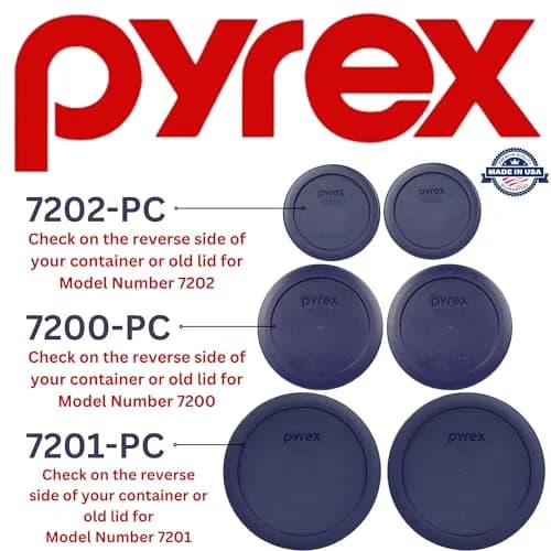 Pyrex 6 Piece Blue Food Storage Lid Set | Made in USA, BPA-Free, Microwave & Dishwasher Safe thumbnail 2