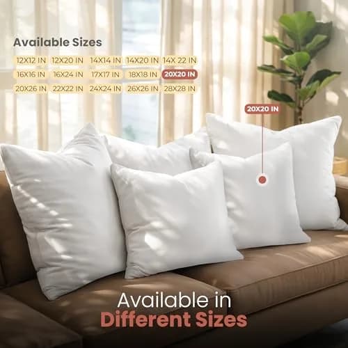Utopia Bedding 20x20 Pillow Inserts | Fluffy, Durable Polyester Support for Couch & Bed thumbnail 6