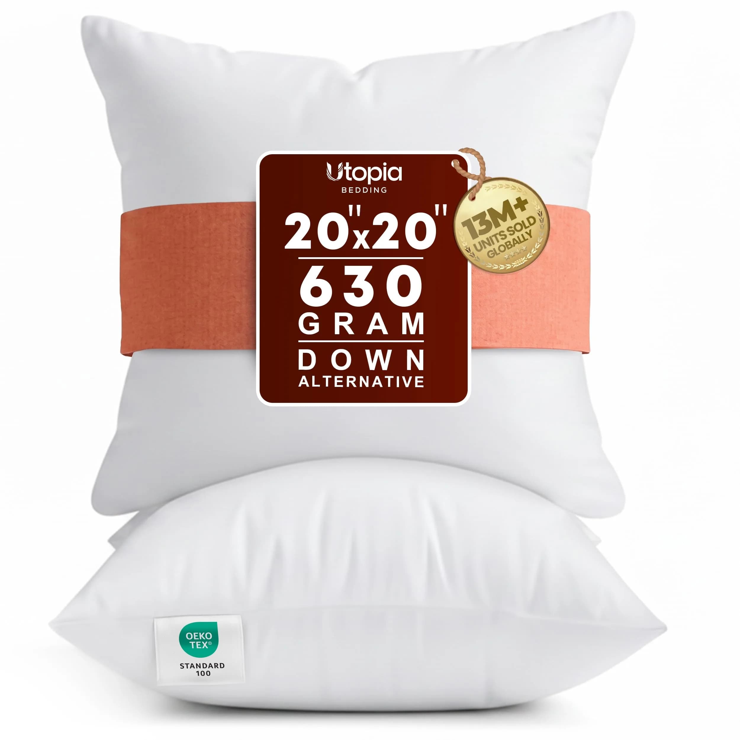 Utopia Bedding 20x20 Pillow Inserts | Fluffy, Durable Polyester Support for Couch & Bed - main product image