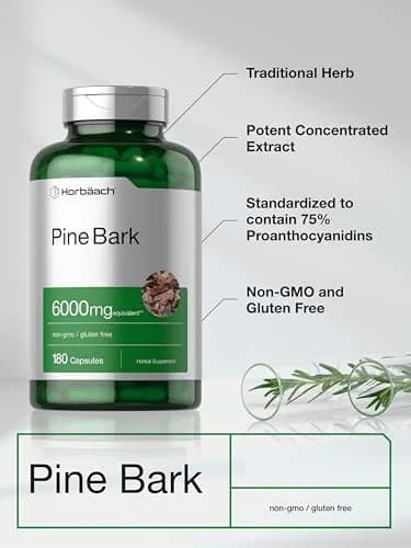 Horbäach Pine Bark Extract 180 Capsules | Standardized to 75% Proanthocyanidins thumbnail 4