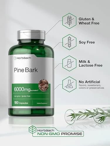 Horbäach Pine Bark Extract 180 Capsules | Standardized to 75% Proanthocyanidins thumbnail 5