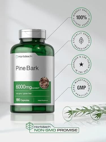 Horbäach Pine Bark Extract 180 Capsules | Standardized to 75% Proanthocyanidins thumbnail 6
