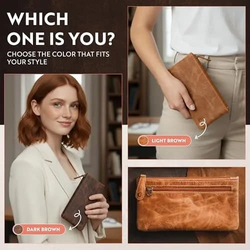 moonster Leather Pencil Case Pouch, Handcrafted 8" x 4" Light Brown | Elegant Leather Pen Organizer for Adults thumbnail 3