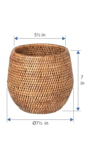 Kouboo La Jolla Coco Rattan Bowl Small Planter | Handcrafted Indoor Decor (70-120 chars) thumbnail 4