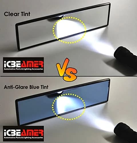 ICBEAMER 15.8" Flat Blue Tint Rear View Mirror | Wide-Angle HD Glass, Anti Glare, Universal Fit for Car, SUV, Truck thumbnail 8