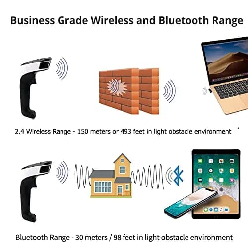 ScanAvenger Bluetooth Barcode Scanner | 1D & 2D QR Code Reader with Stand, 493ft Wireless Range, USB & 2.27 kg (5 lb) Battery thumbnail 9