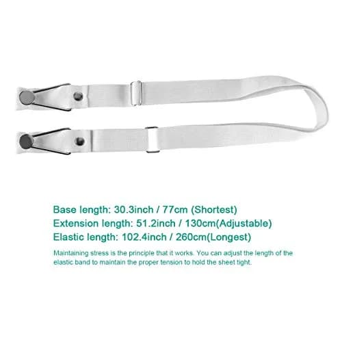 BESKYOO Bed Sheet Holder Straps - Adjustable Fitted Sheet Clips, Elastic Bed Sheet Fastener, White, Set of 4 | Keeps Sheets Taut thumbnail 2